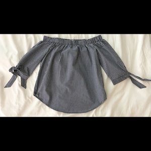 Urban Planet Checkered Print Off-the-Shoulder Top